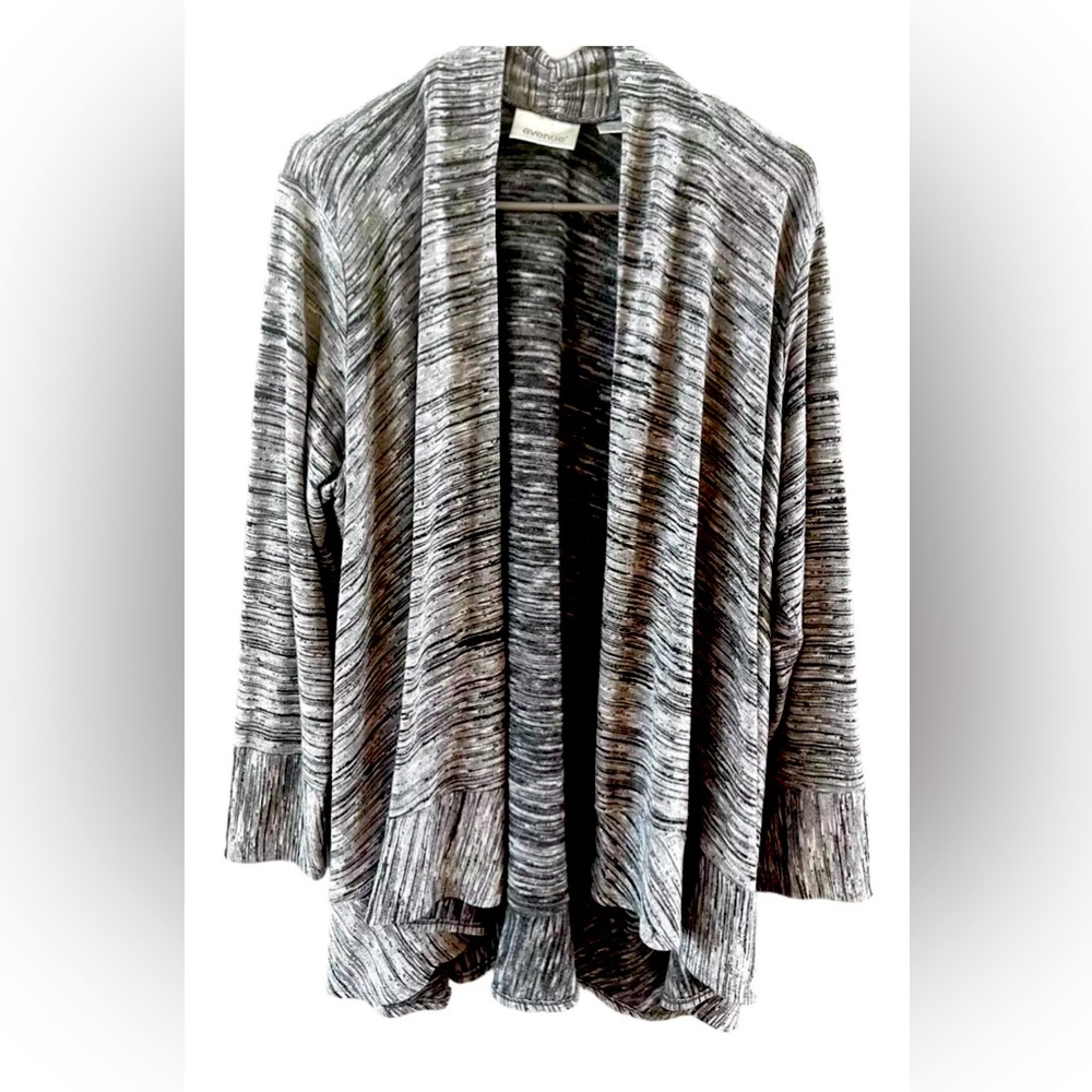avenue Cardigan Open Front Shawl Collar Grey Blazer Draped Lagenlook Size 18/20